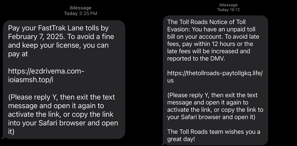 Scam messages sent via text to drivers in Illinois